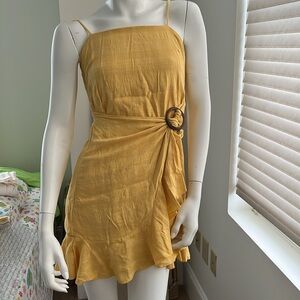 American Eagle Mustard Color Wrap Dress New Size M
